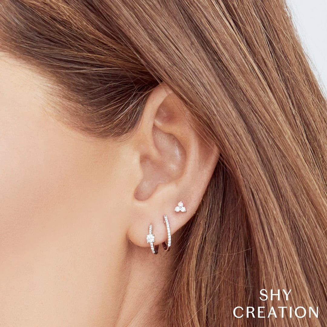 Shy Creation Diamond .25ctw Huggie Hoops