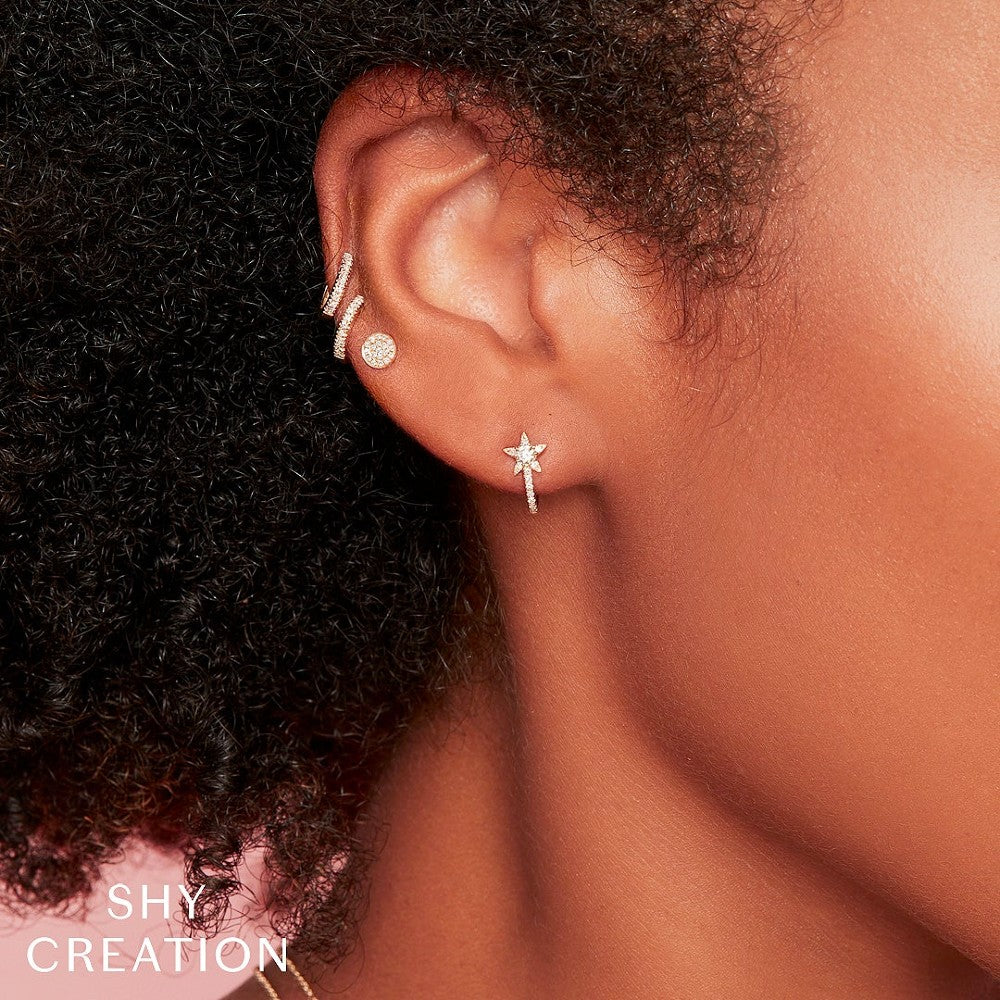 Shy Creation Small Pave Diamond Disc Studs