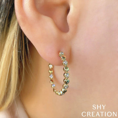 Shy Creation Diamond Bezel Alternating Hoops