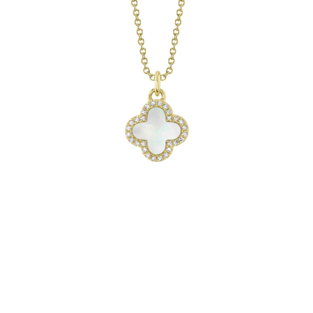 Shy Creation Diamond & Mother of Pearl Clover Necklace