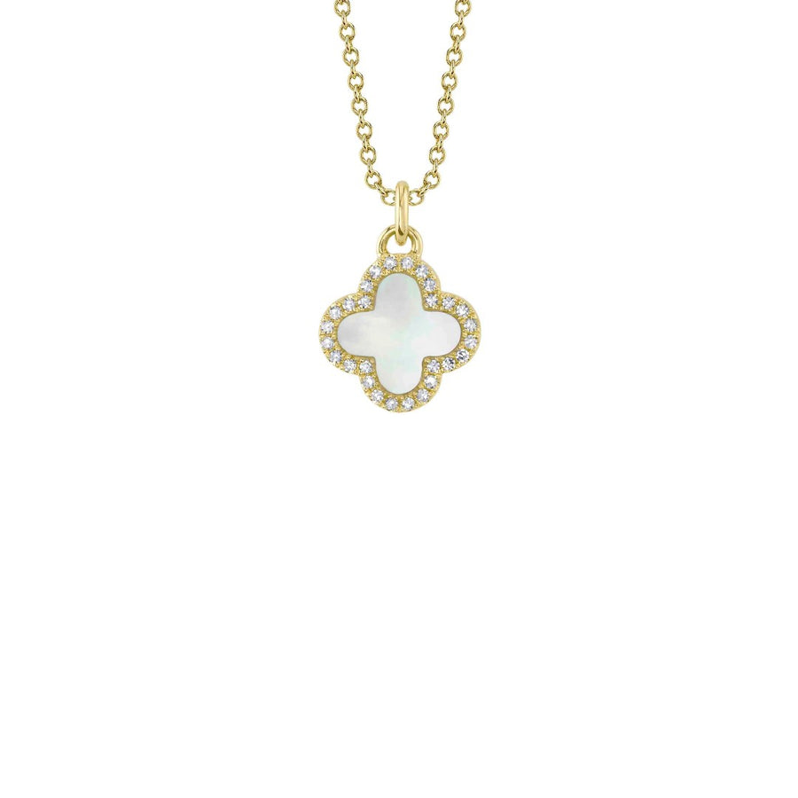 Shy Creation Diamond & Mother of Pearl Clover Necklace