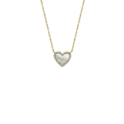 Shy Creation Diamond & Mother of Pearl Heart Necklace