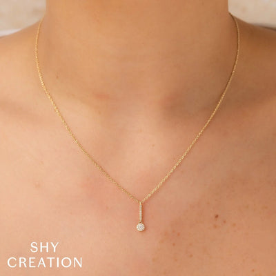 Shy Creation Diamond Circle Drop Necklace