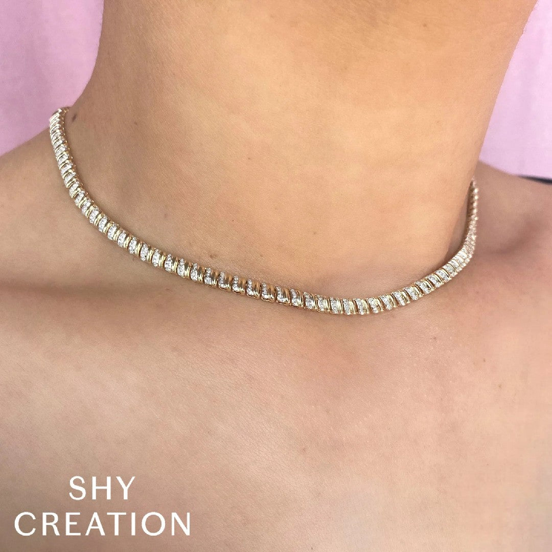 Shy Creation Diamond Fluted Necklace