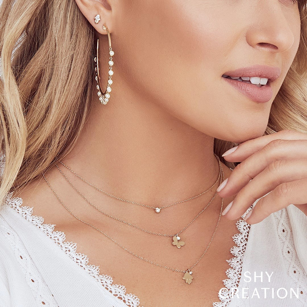 Shy Creation Single Diamond Bezel Necklace