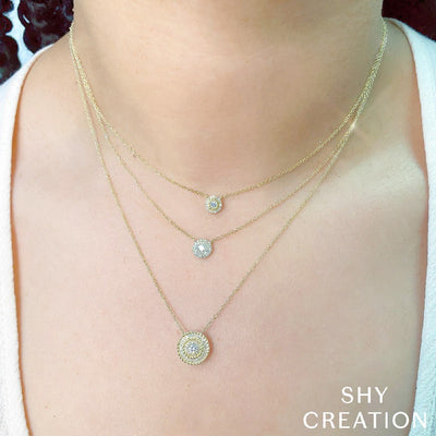 Shy Creation Pave Diamond Circle Necklace