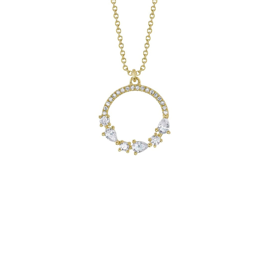Shy Creation Diamond Pear Circle Necklace