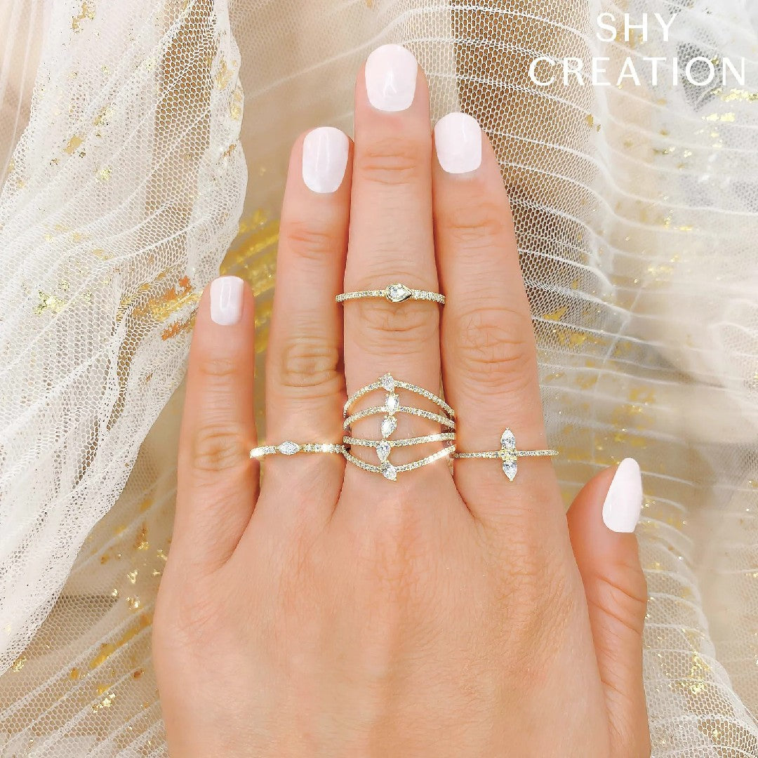 Shy Creation Double Pear Diamond Ring