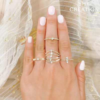 Shy Creation Double Pear Diamond Ring