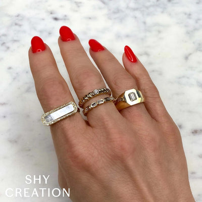 Shy Creation Bezel Diamond Twisted Ring