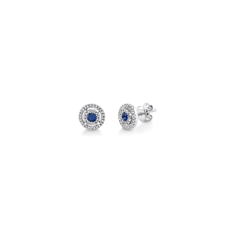 Shy Creation Diamond & Sapphire Round Studs