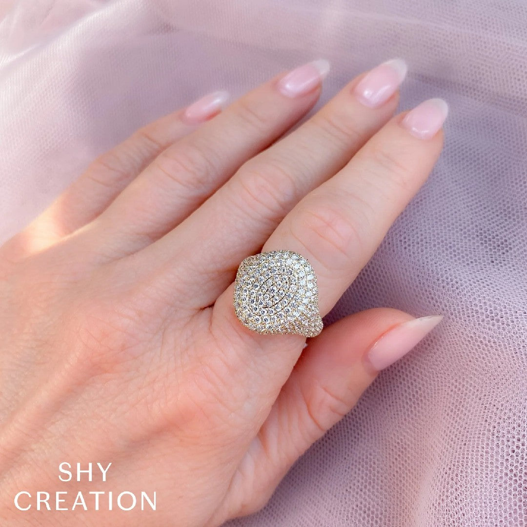 Shy Creation Pave Diamond Signet Ring