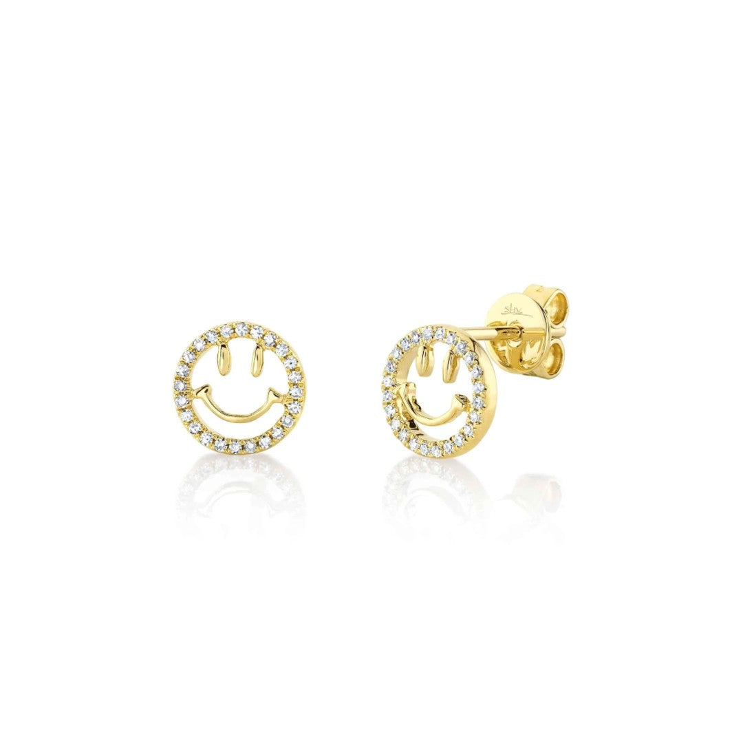 Shy Creation Diamond Smiley Face Earrings