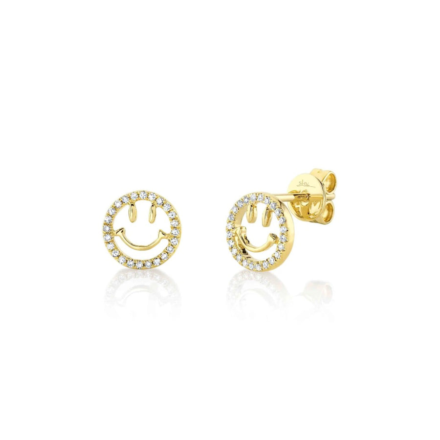 Shy Creation Diamond Smiley Face Earrings