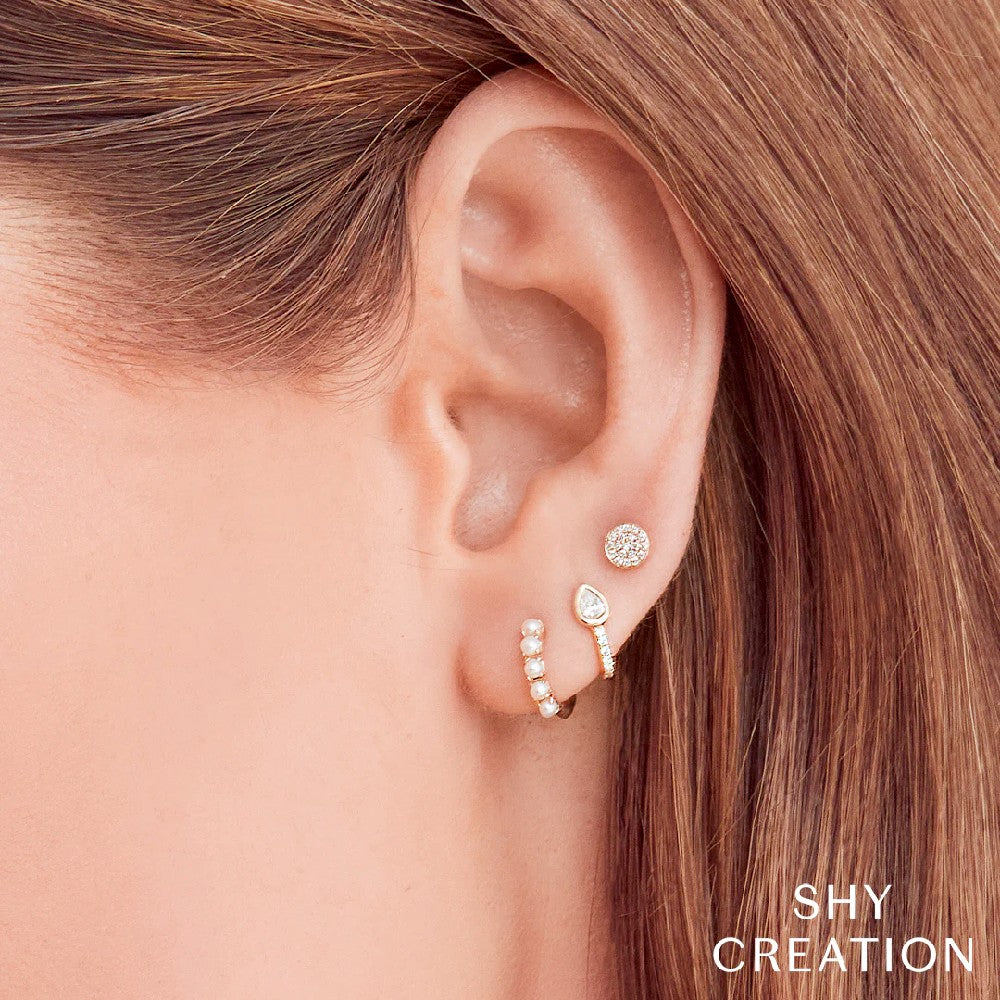 Shy Creation Small Pave Diamond Disc Studs