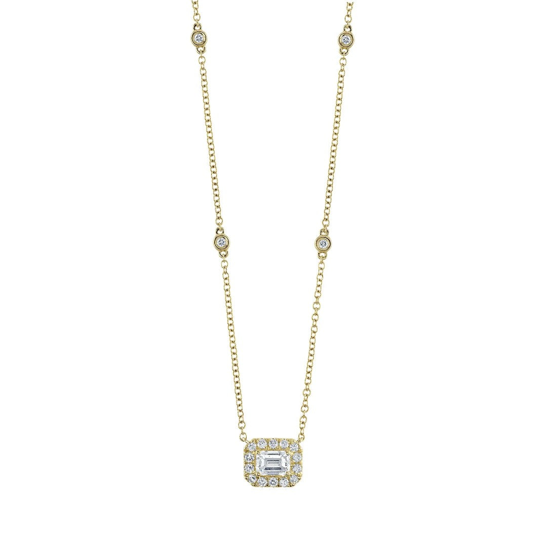 Shy Creation Emerald Cut Diamond Necklace
