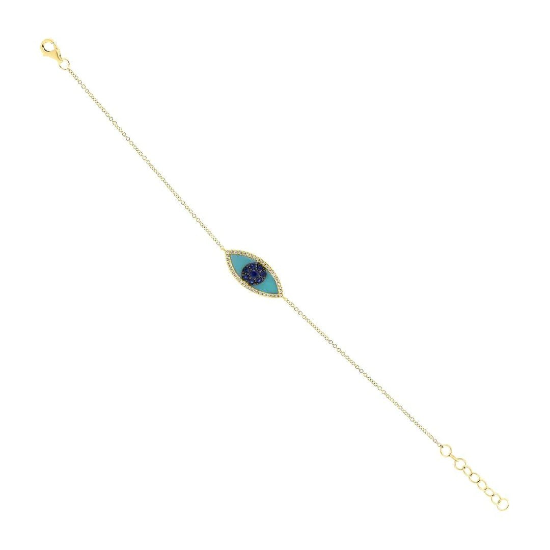Shy Creation Turquoise & Sapphire Evil Eye Bracelet