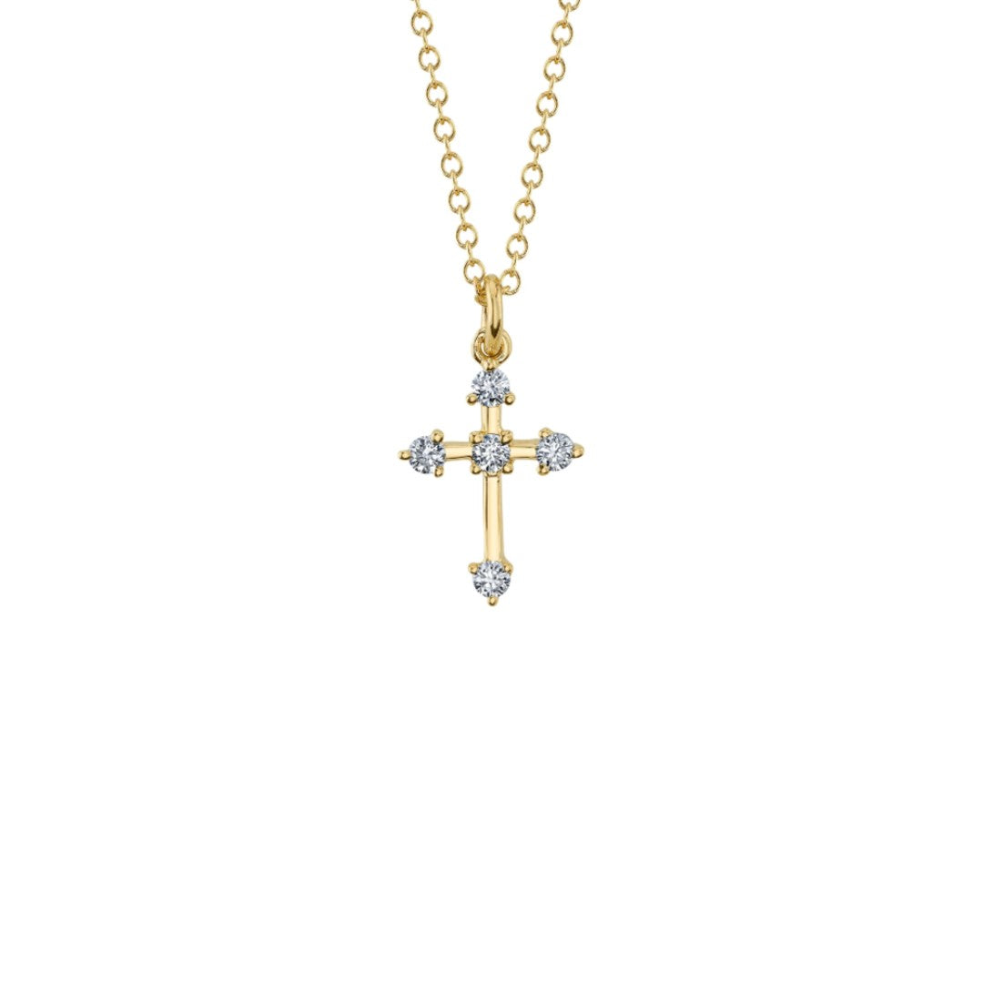 Shy Creation Five Diamond Cross Necklace