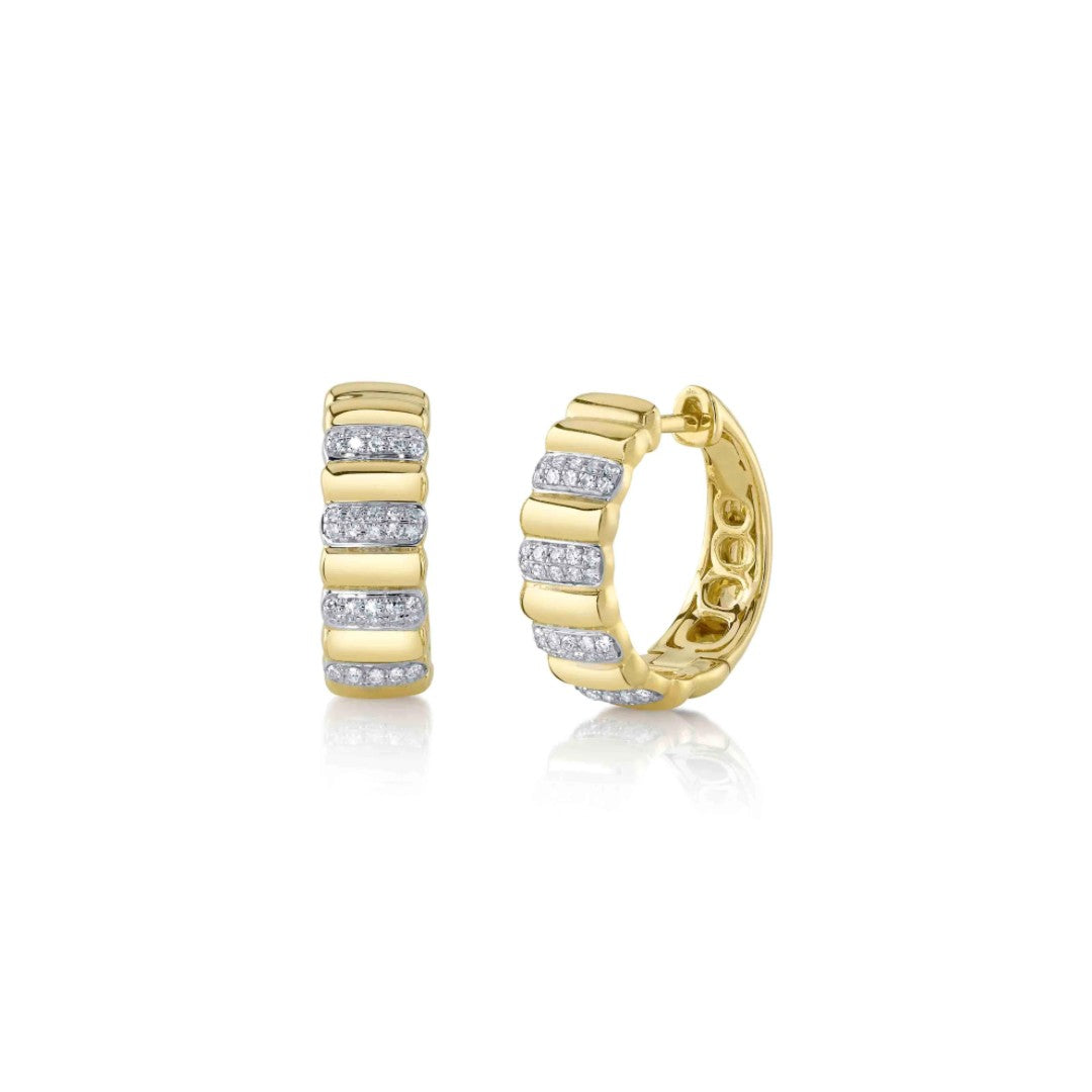Shy Creation Fluted Diamond Hoops