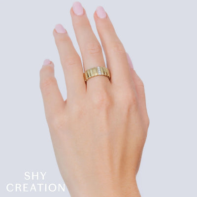 Shy Creation Diamond Fluted Ring