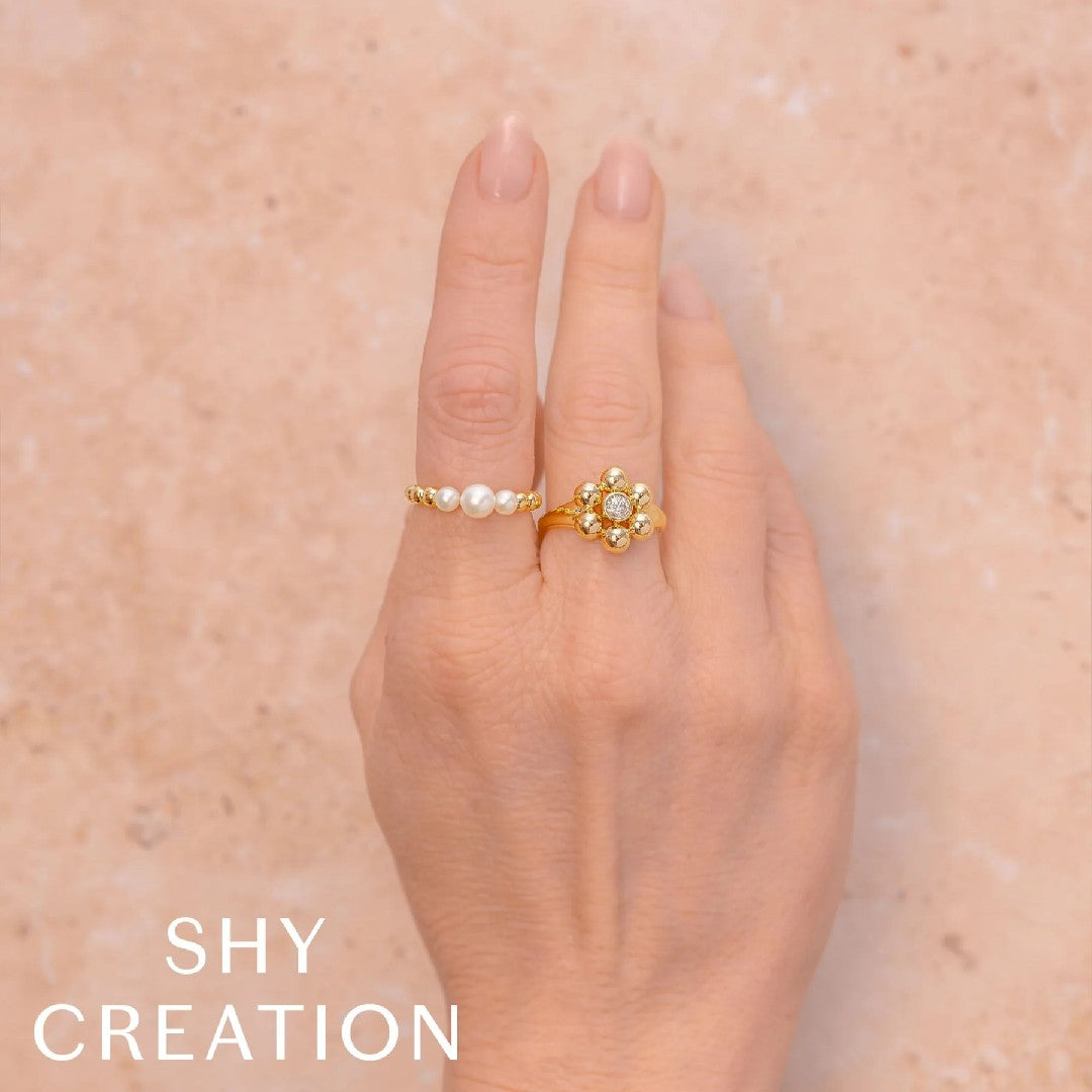 Shy Creation Cultured Pearl Beaded Ring