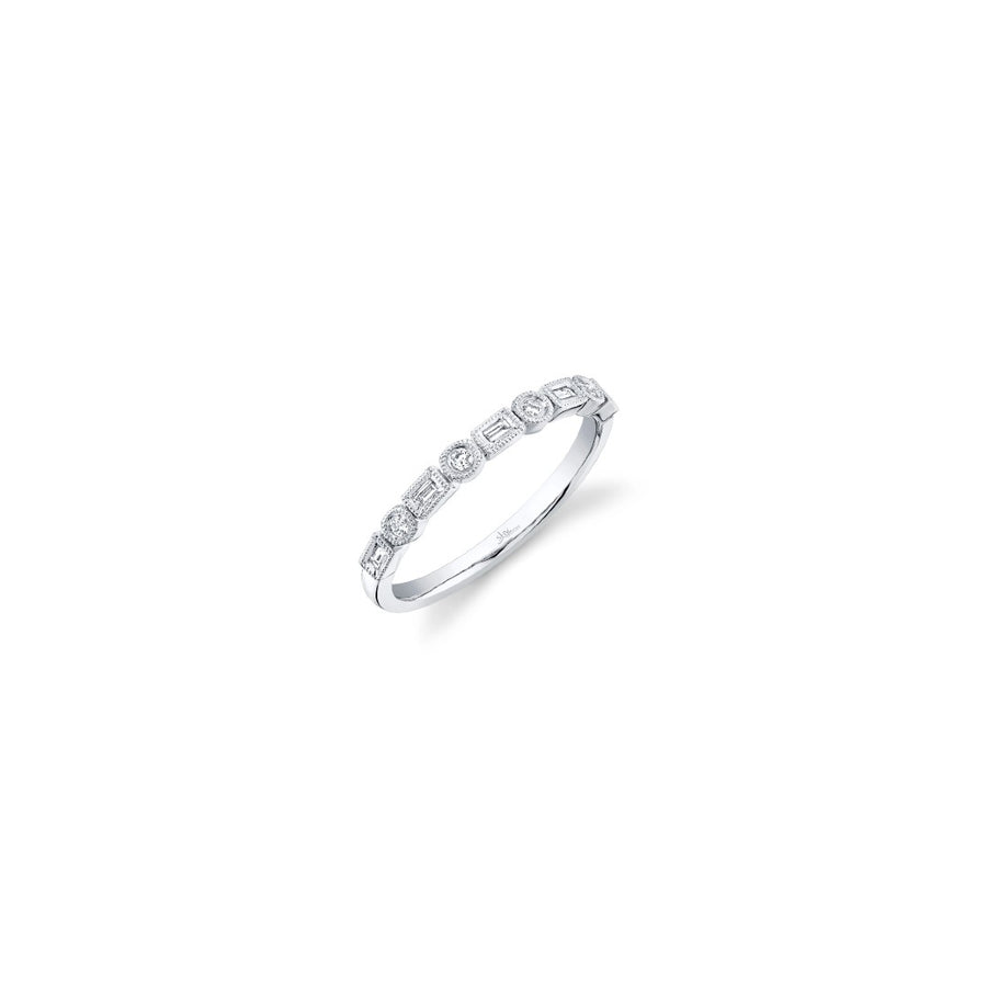 Shy Creation Geometric Milgrain Diamond Ring