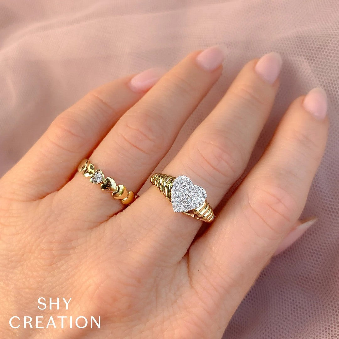 Shy Creation Diamond Polished Heart Ring