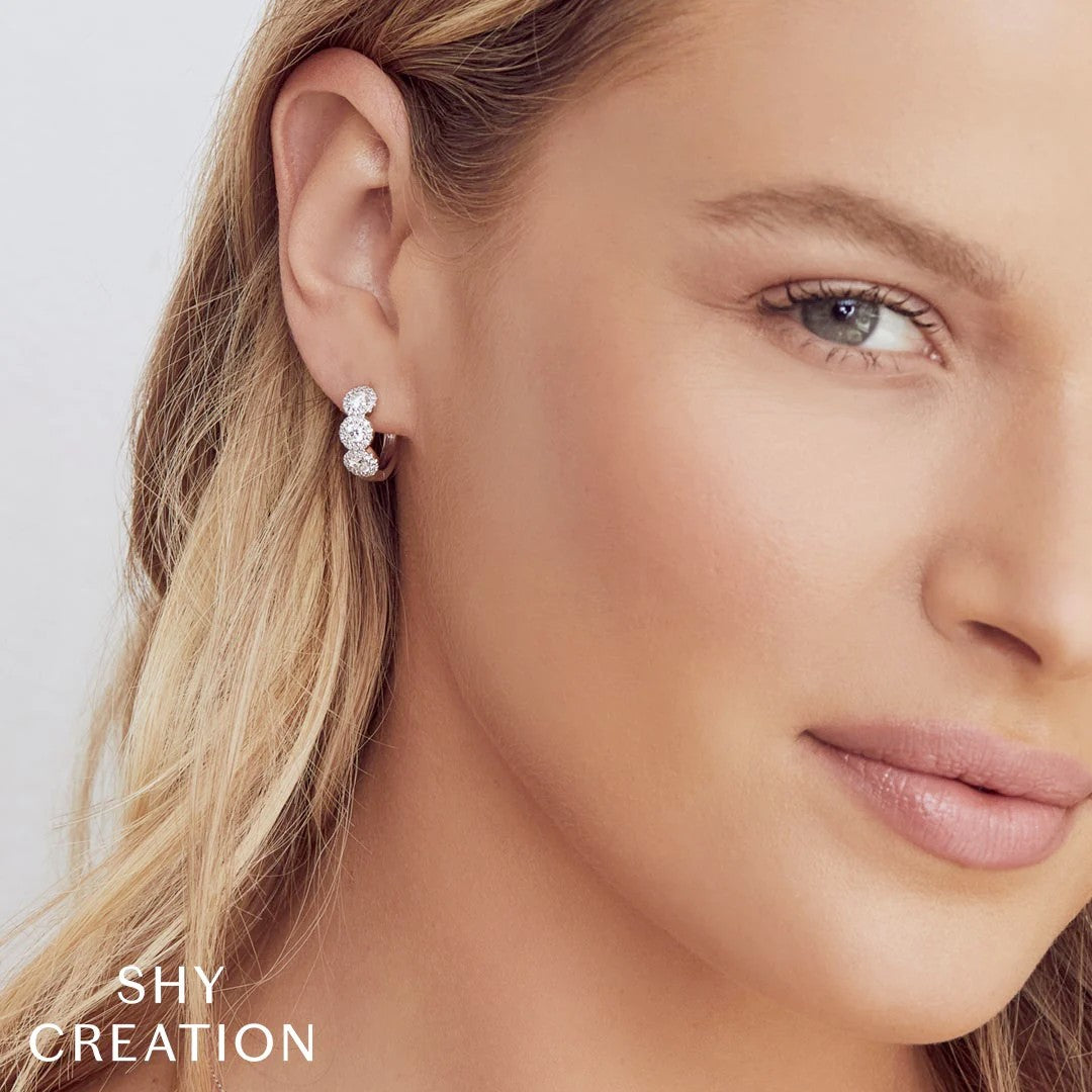 Shy Creation Triple Diamond Circles Hoops