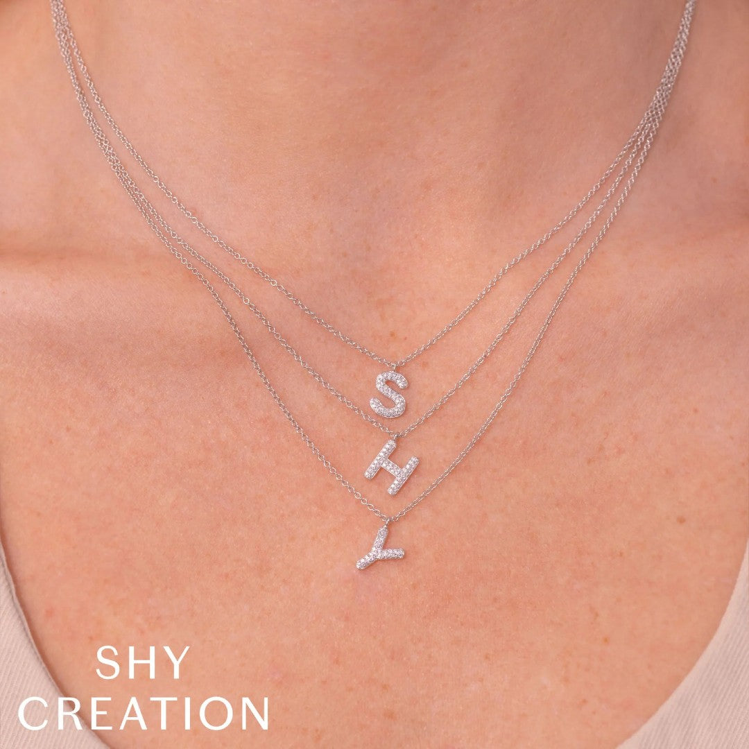 Shy Creation Diamond Initial Necklace