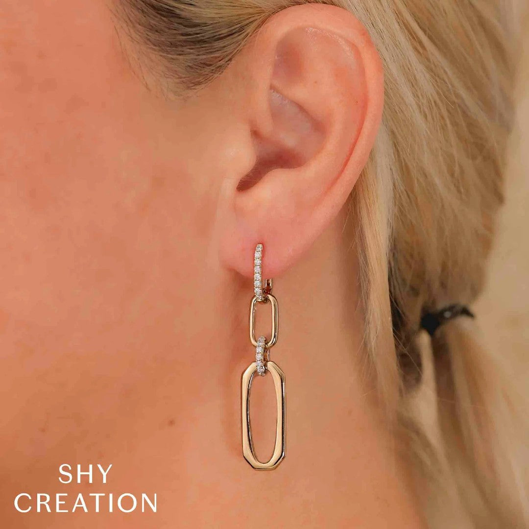 Shy Creation Link Drop Diamond Earrings