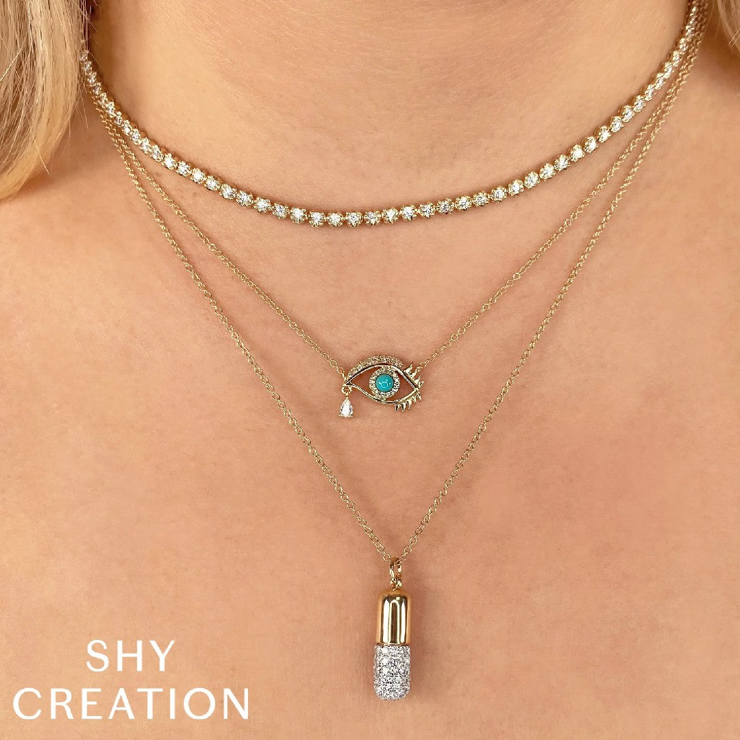 Shy Creation Crown Setting Tennis Necklace