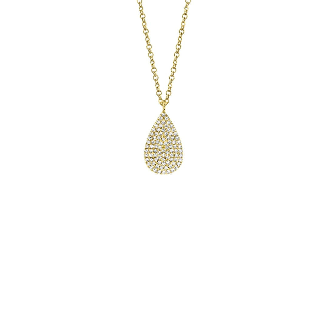 Shy Creation Pave Diamond Teardrop Necklace