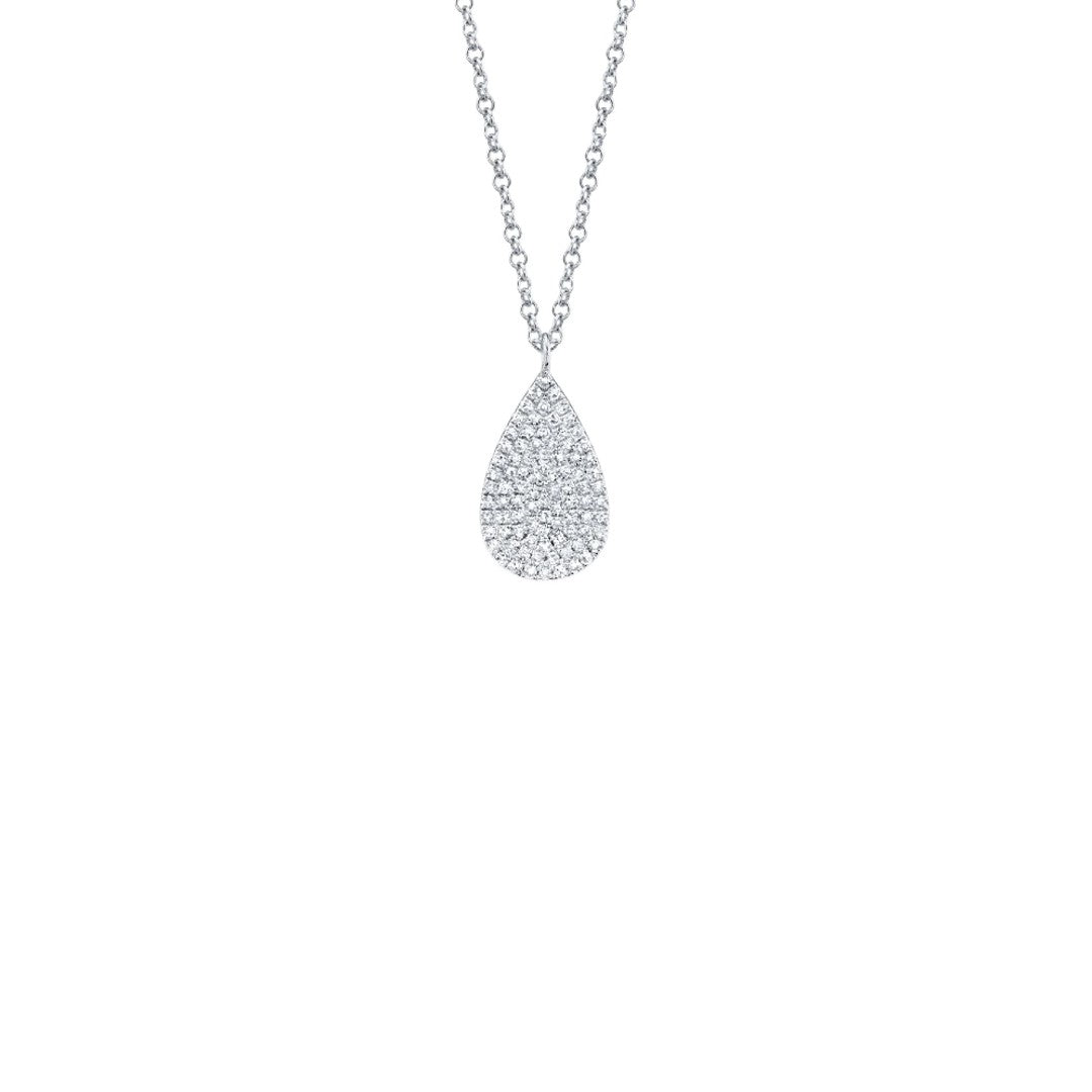 Shy Creation Pave Diamond Teardrop Necklace