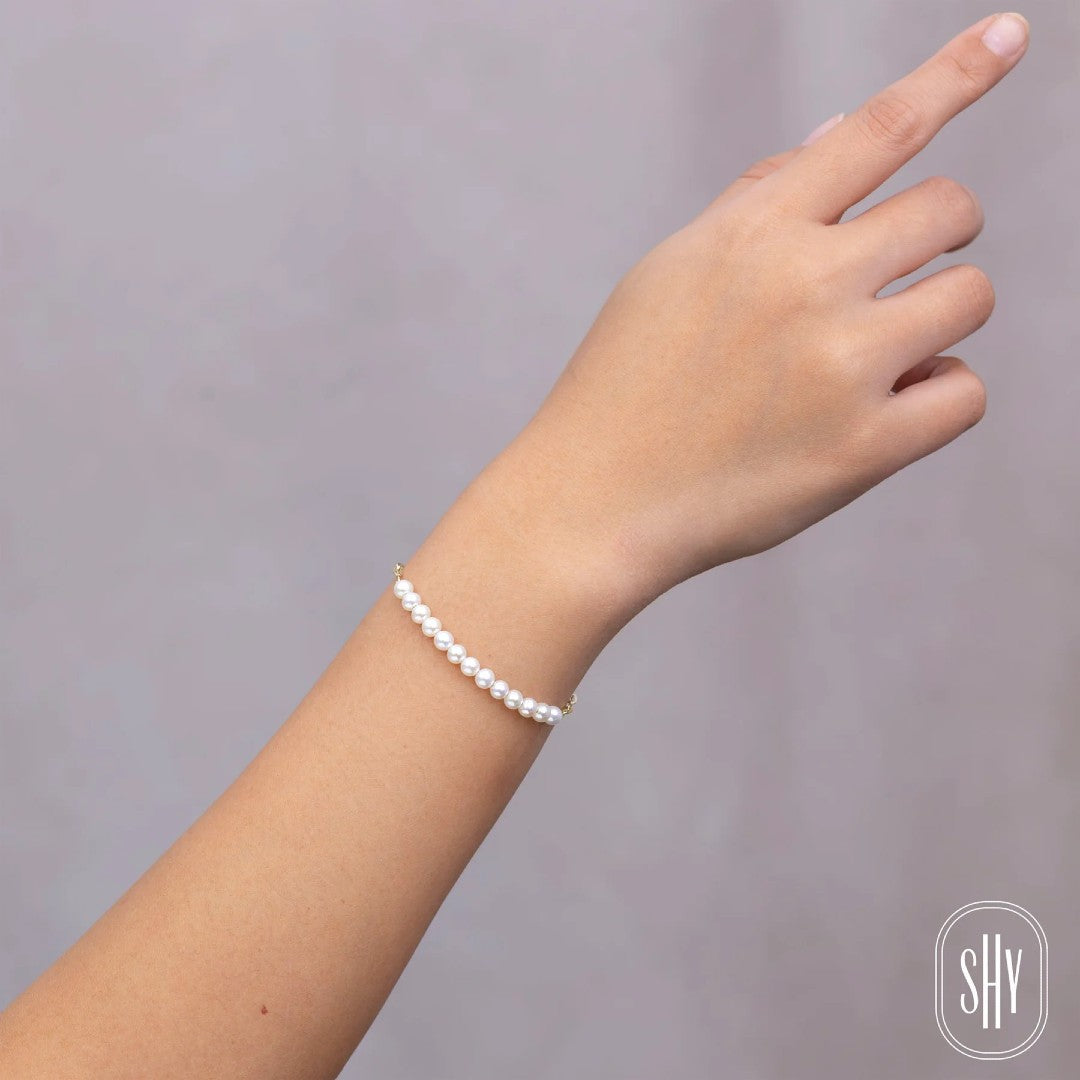 Shy Creation Cultured Pearl Paperclip Link Bracelet