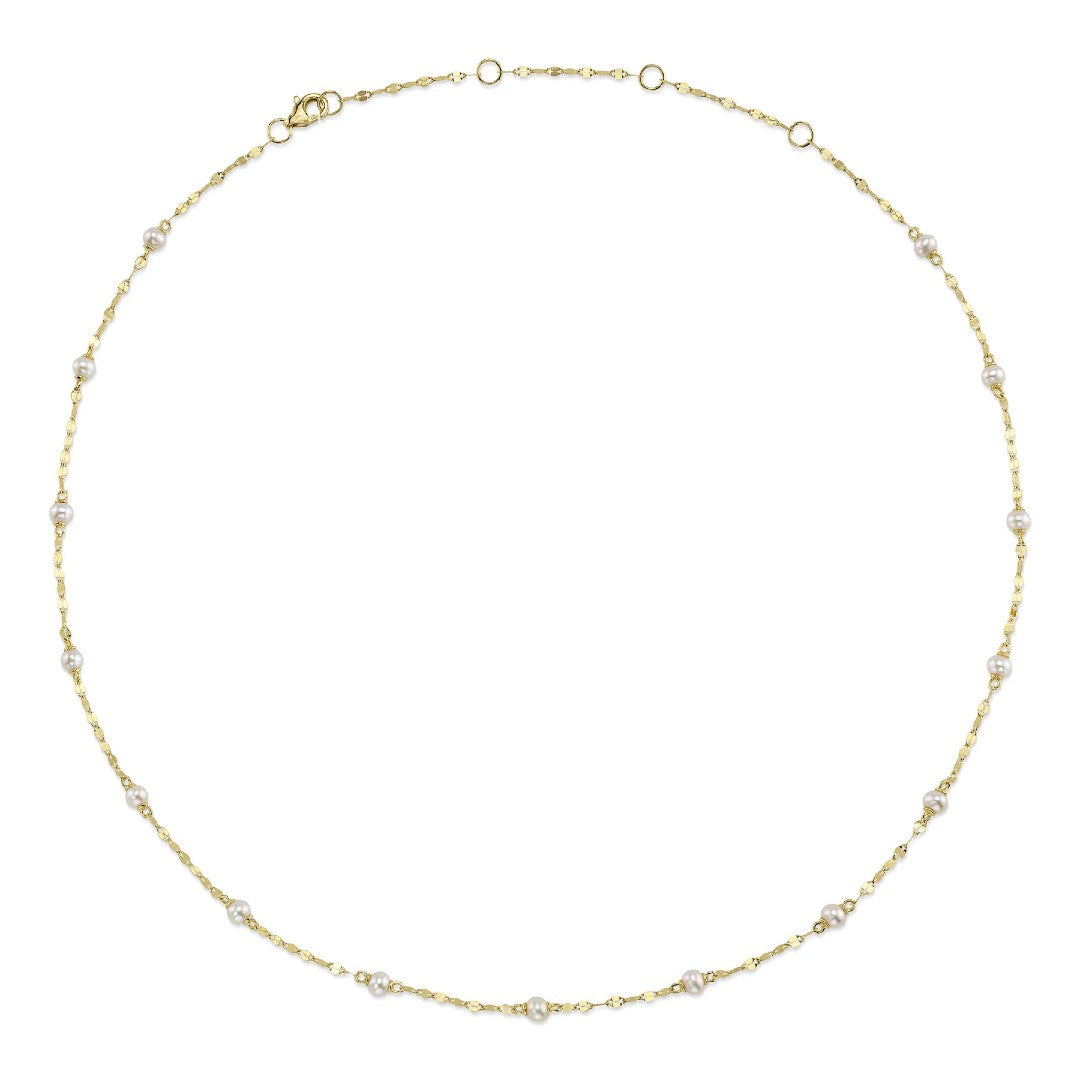 Shy Creation Cultured Pearl Sparkle Chain Necklace