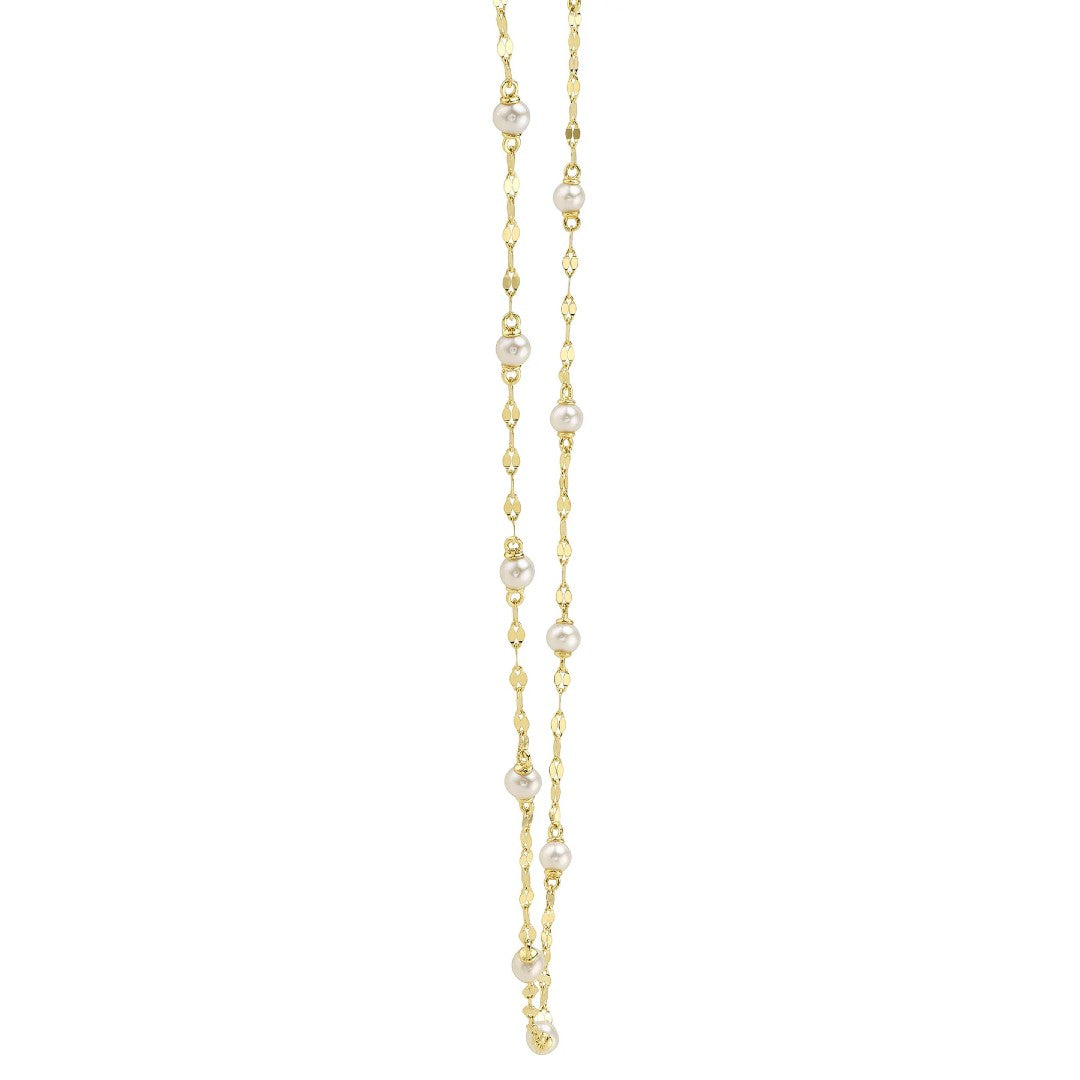 Shy Creation Cultured Pearl Sparkle Chain Necklace
