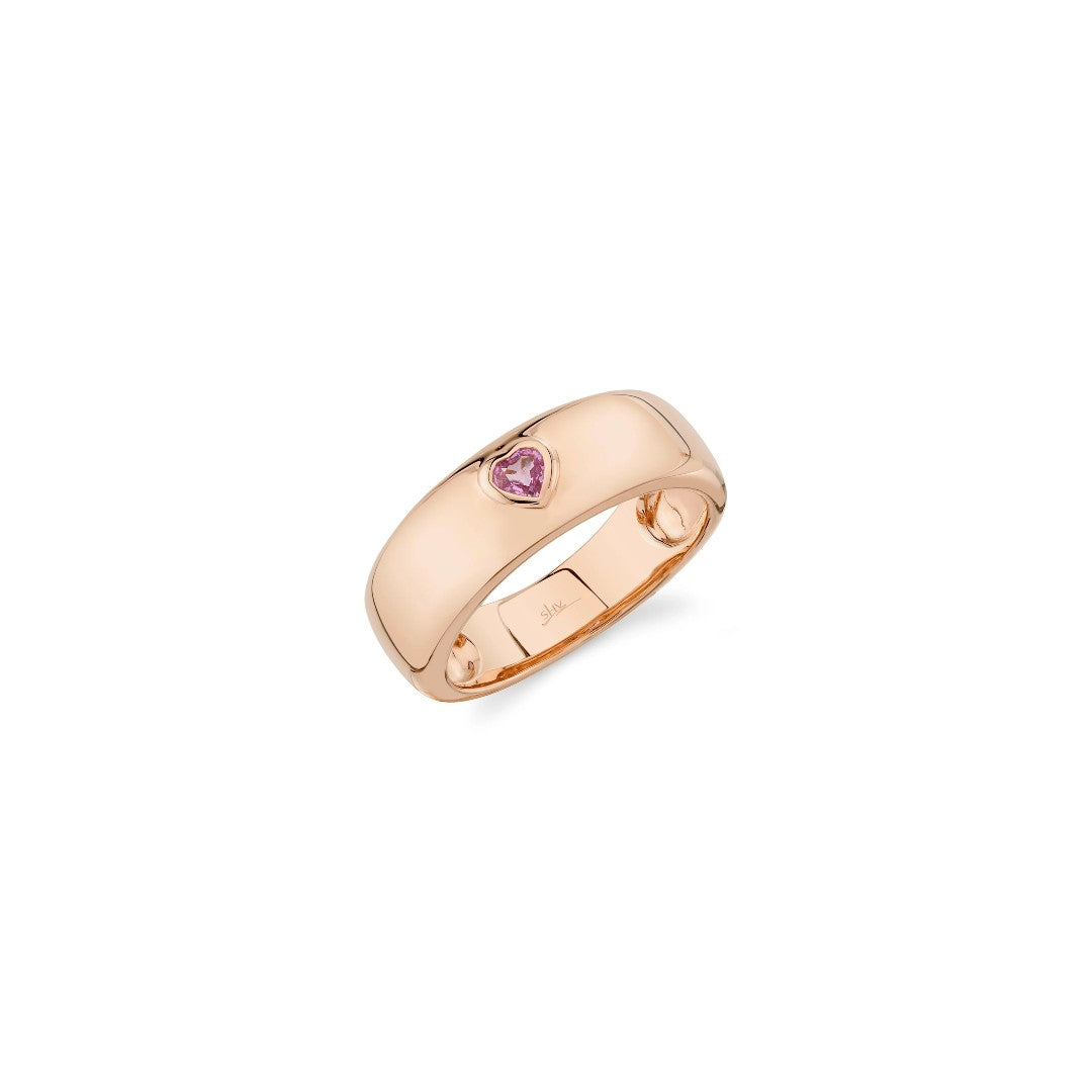 Shy Creation Pink Sapphire Heart Bezel Ring