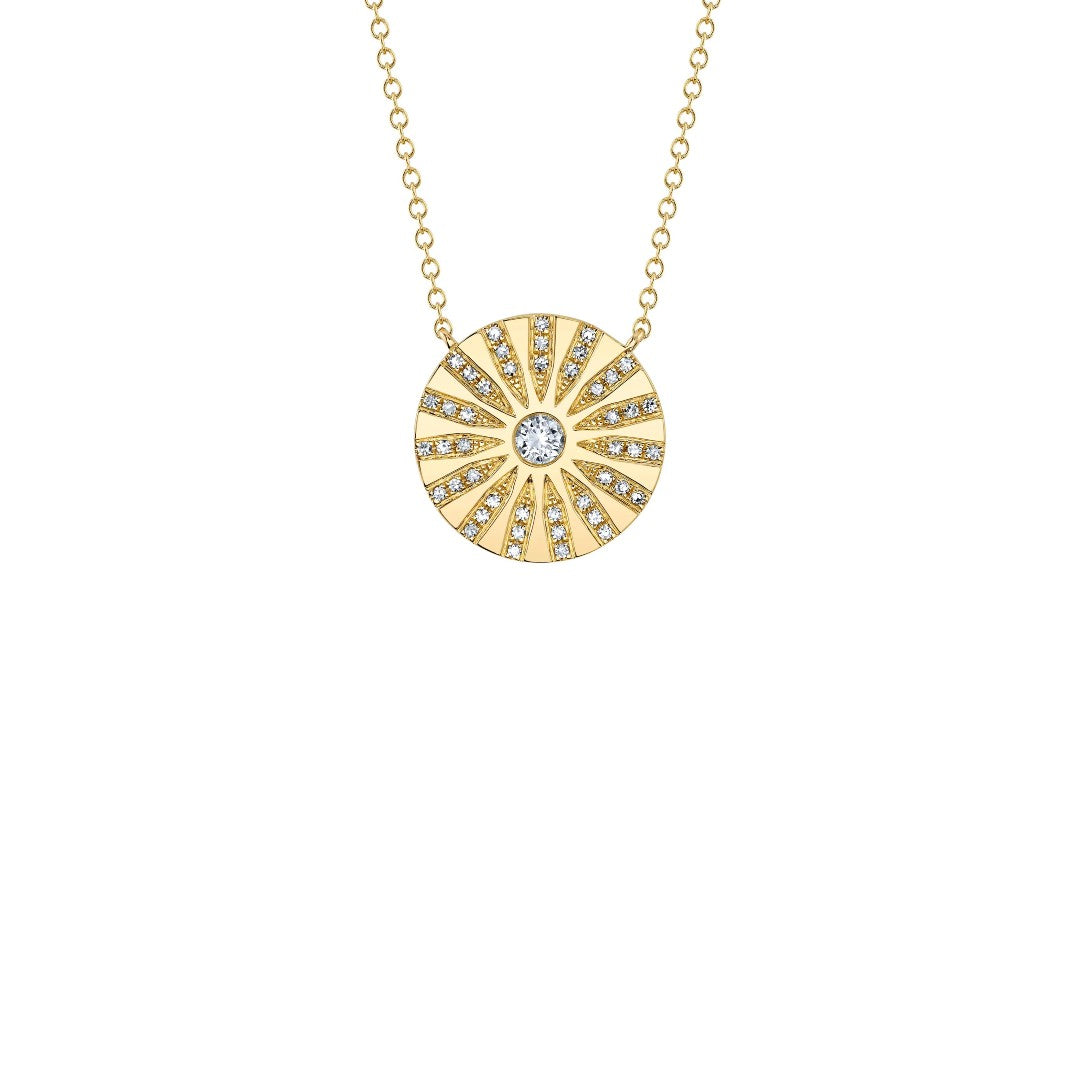 Shy Creation Round Diamond Disc Necklace