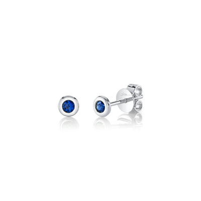 Shy Creation Sapphire Bezel Stud Earrings