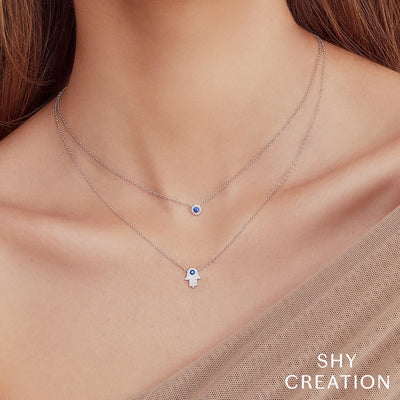 Shy Creation Sapphire & Diamond Necklace