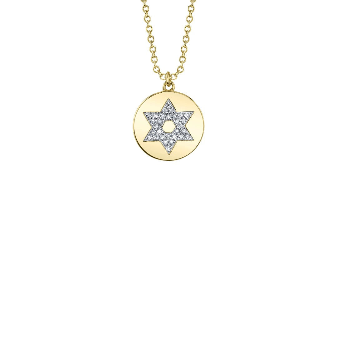 Shy Creation Star of David Diamond Disc Necklace
