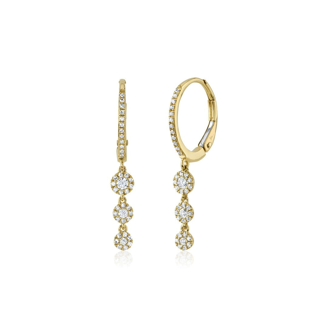 Shy Creation Triple Diamond Circles Drop Earrings