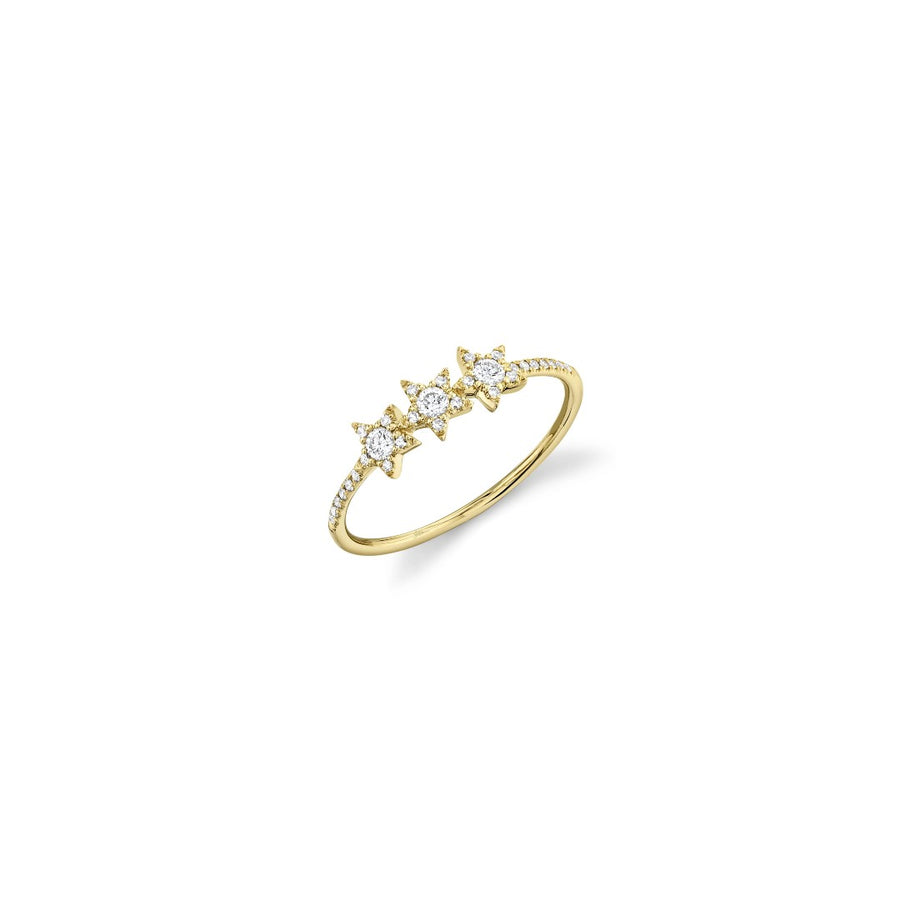 Shy Creation Triple Diamond Star Ring