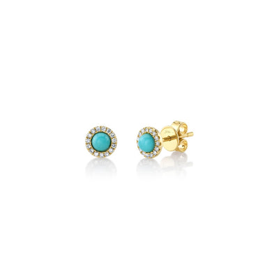 Shy Creation Turquoise & Diamond Studs
