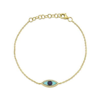 Shy Creation Turquoise & Sapphire Evil Eye Bracelet