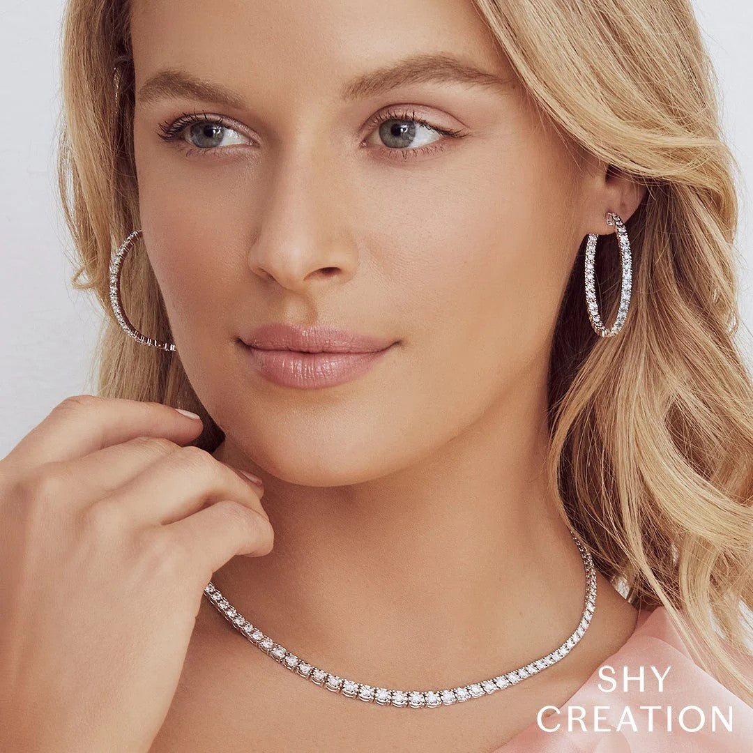 Shy Creation Diamond In & Out Diamond Hoops
