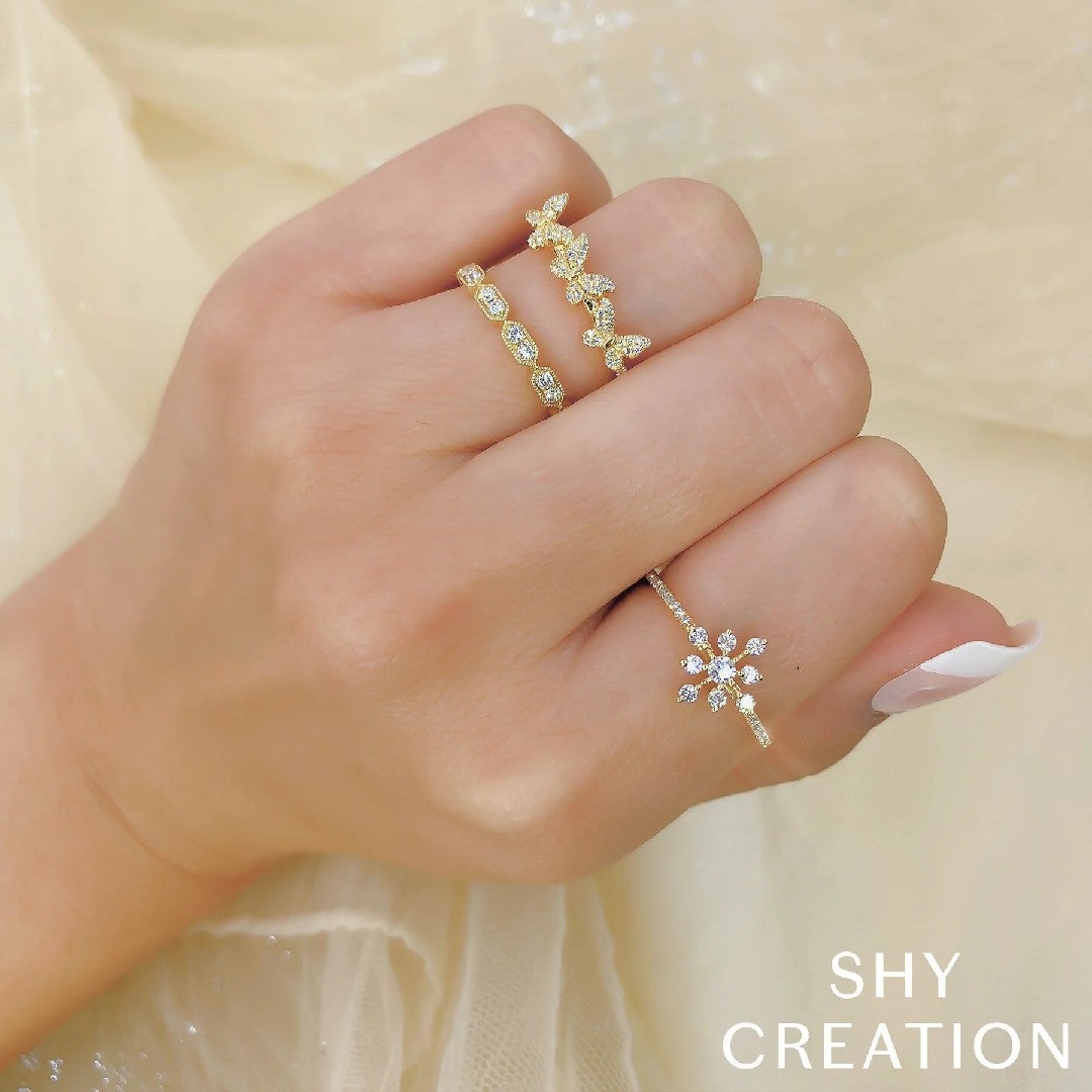 Shy Creation Diamond Triple Butterfly Ring