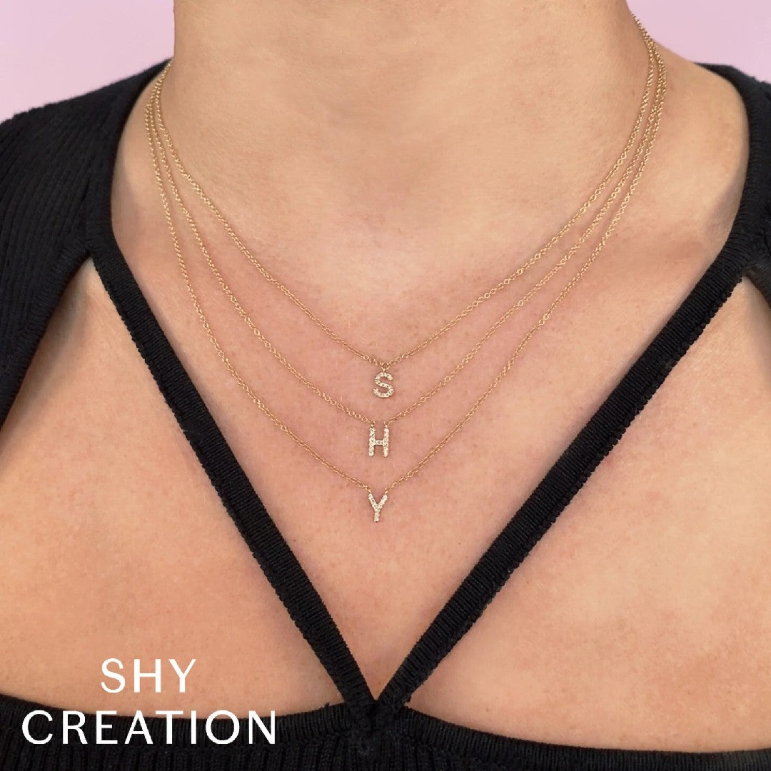 Shy Creation Small Diamond Initial Necklace