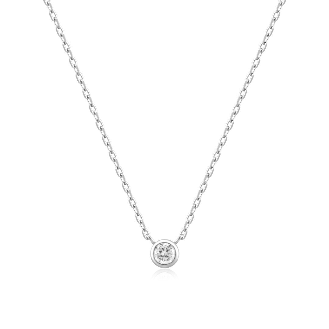 Bezel CZ Solitaire Necklace