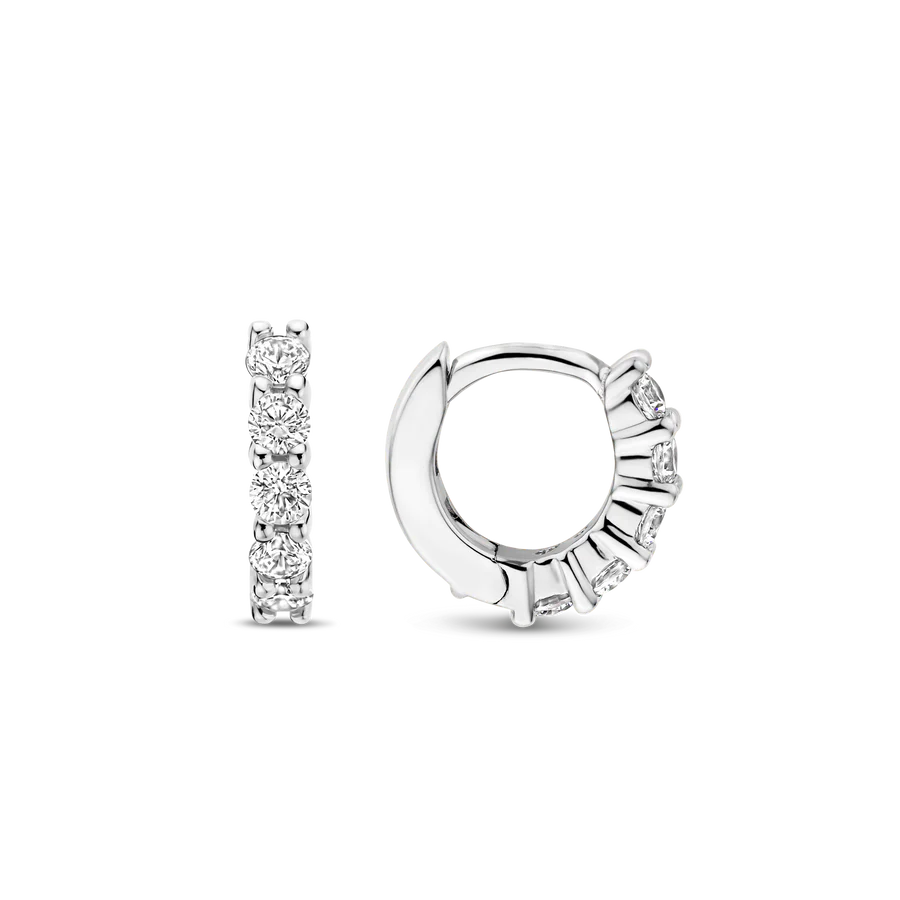 Ti Sento Milano 10mm Zirconia Silver Huggie Hoops